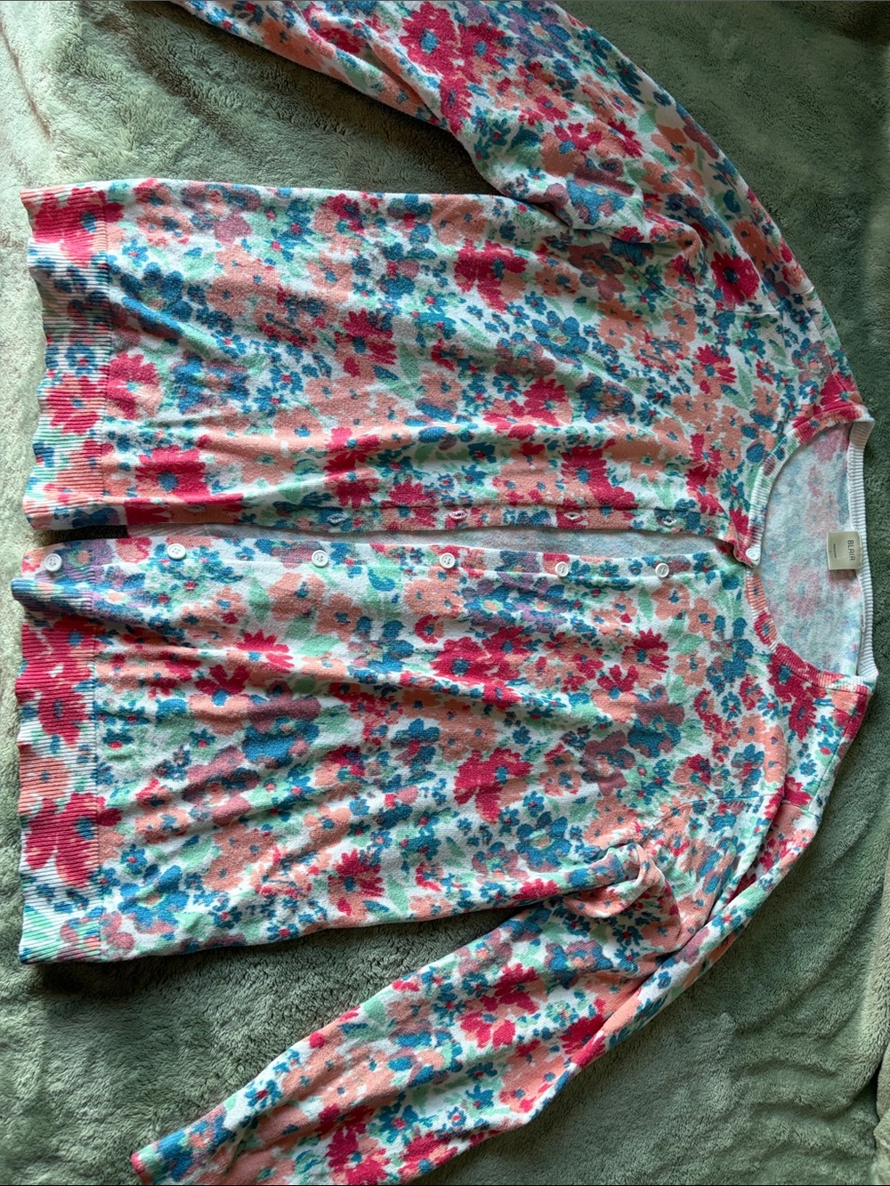 Blair Pastel Floral Cardigan in Pink & Blue